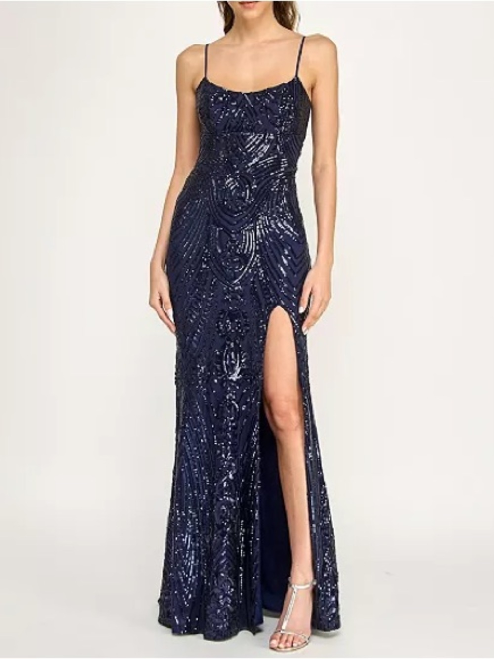 B Darlin Juniors Sequin Scoop Neck Gown